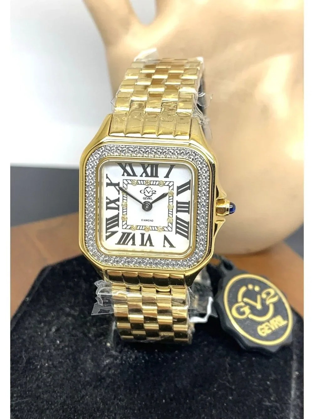 GV2 by Gevril Women's Watch 12112 Swiss Quartz Diamond Gold Tone Steel 27.5mm